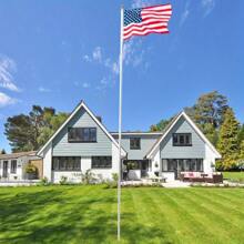 20ft Sectional Flag Pole Ball Top Kit 16 Gauge & 3'x5' Free US American Flag Kit