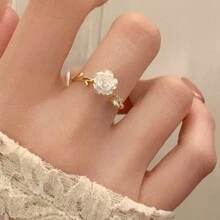 1pc Thorny Camellia Flowers Open Ring For Women, Sweetheart Style, Original Design, Rose Shaped, Adjustable Bff Matching Rings For Sisters Valentines,Mom,Mother,Mother's Day,Gift