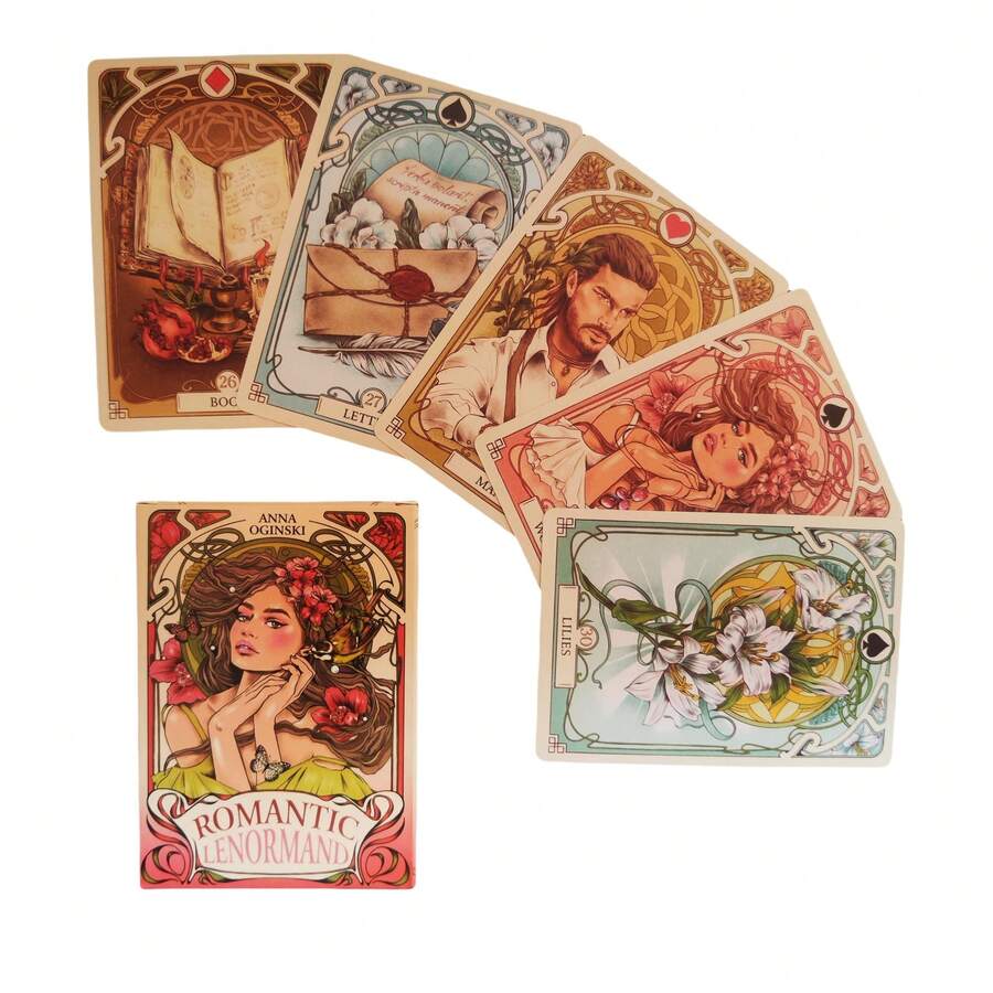 Trò chơi bài Tarot Romantic Lenormand 37 lá bài tiếng Anh - Nhiều màu - Xem 1