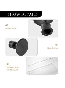 Hurricane Glass Taper Candle Holder: 2 Pcs Candle Holders For Candlesticks Taper Candle Holders With Glass Cover Hurricane Glass Candle Holders Black Candlestick Holders For Wedding Home, Halloween And Christmas Decoration - 黑色 - 查看 6