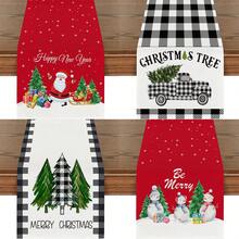 1 chiếc khăn trải bàn bằng vải lanh mùa đông Giáng sinh, trang trí ngày lễ hình cây thông Noel và người tuyết, thiết kế chữ cái cho gia đình, nhà hàng, 13"X72"/33cm*183cm - Nhiều màu - Xem 1