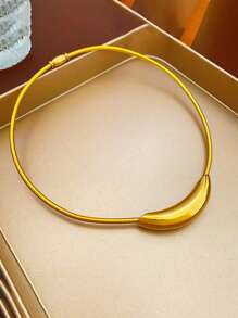 1 chiếc vòng cổ ngắn bằng thép không gỉ hình ống cong phóng đại cho nữ, thích hợp để đeo hàng ngày - cổ áo - Xem 14