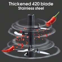 Multifunktionaler Gemüseschneider, Brei-Slicer, Küchen Gemüsehacker, Mini manuelle Knoblauchpresse, Ziehschnur & drehbare Knoblauchmühle - Verschiedenfarbig - Übersicht 4