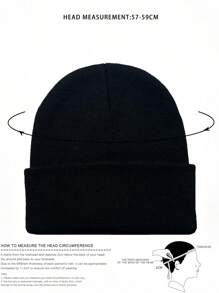 1 pieza Gorro de punto de unicolor con doble capa, gorro de punto cálido para exteriores, gorro de invierno casual y versátil adecuado para el transporte diario