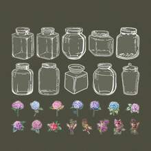 PET 贴纸许愿瓶系列，透明瓶花装饰 DIY 剪贴簿和计划贴纸 - 彩色 - 查看 13