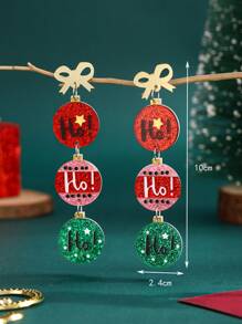 1 对亚克力蝴蝶和圣诞球“HOHOHO”吊坠耳环，适合圣诞节、日常佩戴和送礼，仿金首饰配饰（手工制作，有轻微瑕疵） - 彩色 - 查看 8