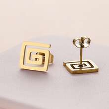 SENLANSP 1 对男士简约不锈钢方形耳钉 - 1對 - 查看 7