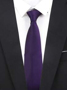 ZONFAZ 1 件 8 厘米男士纯色深紫色经典休闲领带 - 查看 1