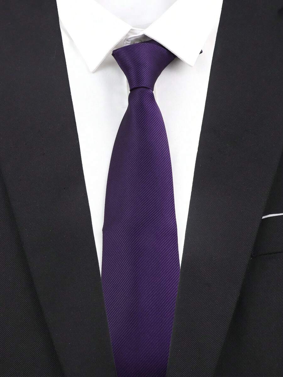 ZONFAZ 1 件 8 厘米男士纯色深紫色经典休闲领带 - 查看 1