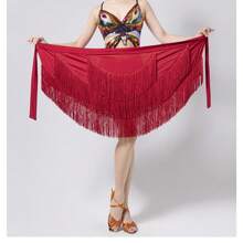 Frauen Tanzröcke Ballroom Latin Tanzkleid Tango Tanzrock Schürze mit Quasten, Tanzübungs- und Auftritts-Hüftschal