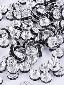 50 件/包 8 毫米简约锆石戒指隔珠，创意 DIY 珠宝配件，适合手链和项链，圆形钻石形状 - 50個/包8mm鑲鑽隔片 - 查看 7