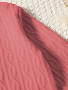 男童拼色贴花提花圆领卫衣和裤子两件套，春/秋/冬 - 紅色 - 查看 3