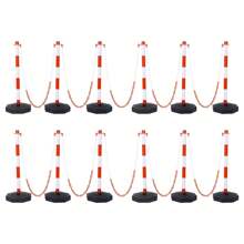 Delineator Post With Base, Traffic Delineator Posts, Traffic Safety Barrier With 5FT Plastic Chain, Traffic Safety Delineator Cones For Parking Lot, Construction Lot (12 Pack)