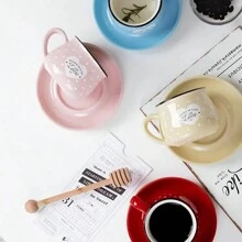 6 盎司/170 毫升复古创意陶瓷杯大肚杯牛奶早餐杯咖啡杯碟杯碟