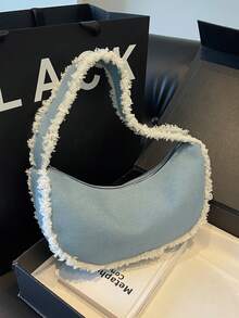 原创新月包，新款夏季高端独特设计新月形腋下单肩手提包 - 藍色 - 查看 6