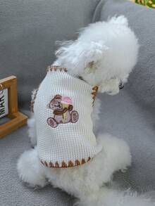1 件宠物衣服，适合猫和小型犬，可爱的冰淇淋熊背心，适合小狗、泰迪熊、吉娃娃 - 白色 - 查看 2