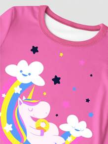 Tween Girls Snug Fit Unicorn & Rainbow Donut Print Long Sleeve Pajama Set - Multicolor - View 3