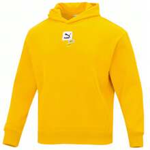 Puma Men's Loose Fit Long Sleeve Hooded Sweatshirt - Yellow - View 3