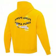 Puma Men's Loose Fit Long Sleeve Hooded Sweatshirt - Yellow - View 2