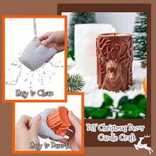 1 件圣诞驯鹿浮雕硅胶蜡烛模具，圆柱扩散器烛台 DIY 模具用于圣诞树装饰（不含蜡烛蜡） - 彩色 - 查看 10