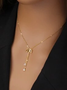 ELSEDES 1pc S925 Sterling Silver Handmade Butterfly Shaped Studded With Sparkling Gems Pendant Necklace, Showcases Brilliant Charm, Quality Jewelry, Suitable For Women's Daily, Party, And Anniversary Outfits - Gold - View 2