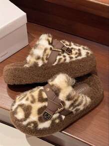 2025 Women's New Thick Sole Closed Toe Fluffy Slippers, Fashionable Elevated Mules Suitable For Petite Ladies, Comfortable Slip-On House Slippers, Wear Outside In Autumn & Winter, 4CM Platform, Size 35-40