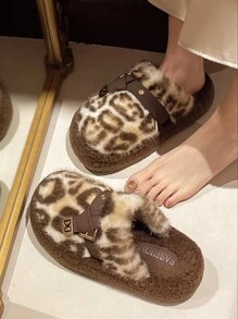 2025 Women's New Thick Sole Closed Toe Fluffy Slippers, Fashionable Elevated Mules Suitable For Petite Ladies, Comfortable Slip-On House Slippers, Wear Outside In Autumn & Winter, 4CM Platform, Size 35-40