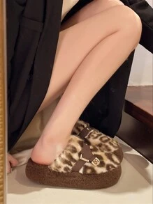2025 Women's New Thick Sole Closed Toe Fluffy Slippers, Fashionable Elevated Mules Suitable For Petite Ladies, Comfortable Slip-On House Slippers, Wear Outside In Autumn & Winter, 4CM Platform, Size 35-40