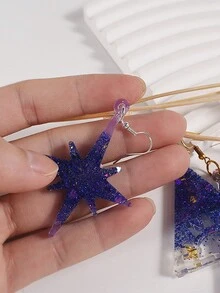 1 件月球天空流星天文耳环模具 - 硅胶环氧树脂铸造珠宝制作工具，带星夜设计 - DIY 吊坠钥匙链配件创造者 - 白色 - 查看 6