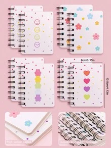 1 pieza/4 piezas Cuaderno adorable, memo espiral, diario de aprendizaje Kawaii y páginas en blanco para notas, cuadernos con patrones de flor, amor y oso, regalos para niños, útiles escolares para maestros, regalos o premios para fiestas de niños, regalos de Navidad y Año Nuevo, pequeños y fáciles de guardar y llevar al aire libre, registro rápido (80 hojas, 160 páginas), cuaderno miniatura adorable, pequeños cuadernos de notas, diarios para niños