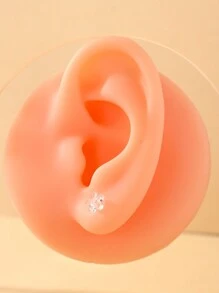 1 Cặp Khuyên Tai Nhựa, Hình Ngôi Sao Và Chữ Thập Với Khuyên Tai Trong Suốt Và Thanh Dài Nhập Khẩu Từ Đài Loan, Bao Gồm Hộp Quà Màu Trắng, Kiểu Che Khuyết Điểm Siêu Nhẹ, Đơn Giản Và Thời Trang Phong Cách Nhật Bản Và Hàn Quốc - Trong sáng - Xem 7