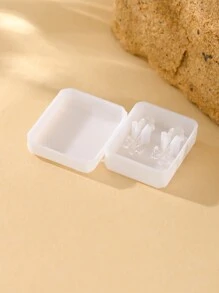 1 Cặp Khuyên Tai Nhựa, Hình Ngôi Sao Và Chữ Thập Với Khuyên Tai Trong Suốt Và Thanh Dài Nhập Khẩu Từ Đài Loan, Bao Gồm Hộp Quà Màu Trắng, Kiểu Che Khuyết Điểm Siêu Nhẹ, Đơn Giản Và Thời Trang Phong Cách Nhật Bản Và Hàn Quốc - Trong sáng - Xem 5