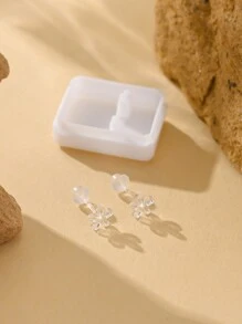 1 Cặp Khuyên Tai Nhựa, Hình Ngôi Sao Và Chữ Thập Với Khuyên Tai Trong Suốt Và Thanh Dài Nhập Khẩu Từ Đài Loan, Bao Gồm Hộp Quà Màu Trắng, Kiểu Che Khuyết Điểm Siêu Nhẹ, Đơn Giản Và Thời Trang Phong Cách Nhật Bản Và Hàn Quốc - Trong sáng - Xem 4