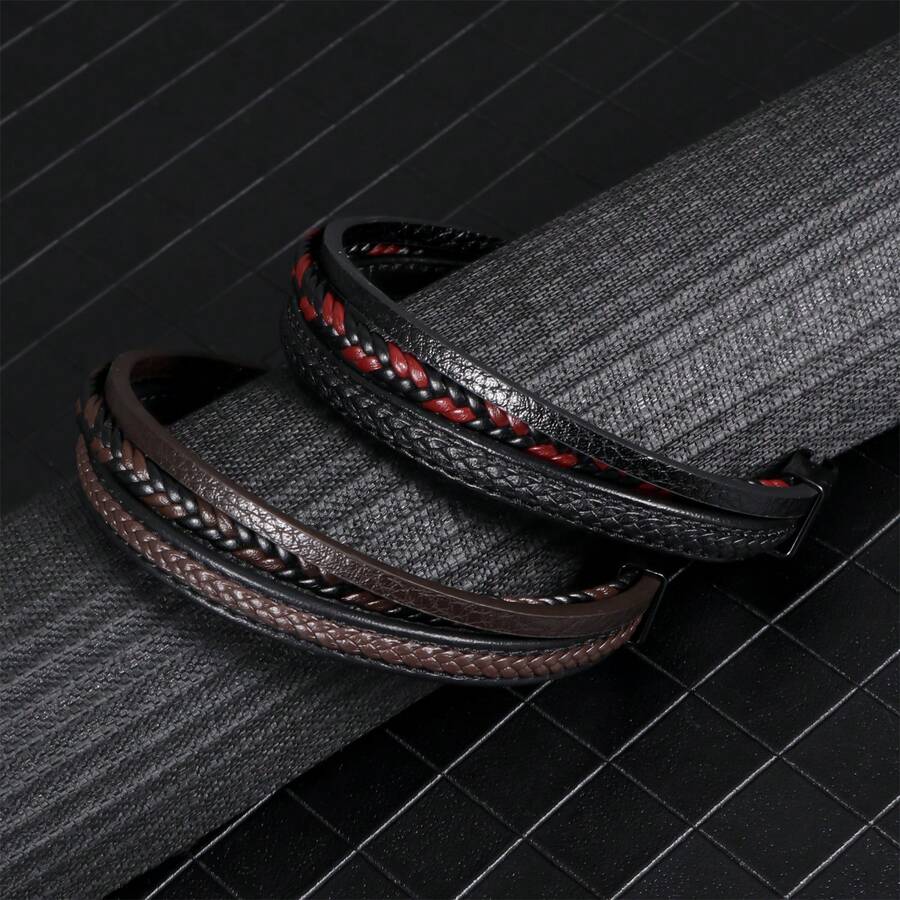 Vòng tay bện nhiều lớp cổ điển nhiều màu sắc thời trang, vòng đeo tay hợp thời trang phù hợp cho nhiều dịp khác nhau, Giáng sinh, Năm mới, Ngày lễ tình nhân, Quà tặng ngày lễ - nhiều màu - Xem 1