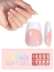 120 件短杏仁色/超短棺材色/长棺材色/长细高跟色/短方形法式指甲贴，15 种尺寸粉色法式亚克力假指甲，适用于美甲 DIY 和美甲沙龙按压指甲用品 - 粉色 - 查看 14