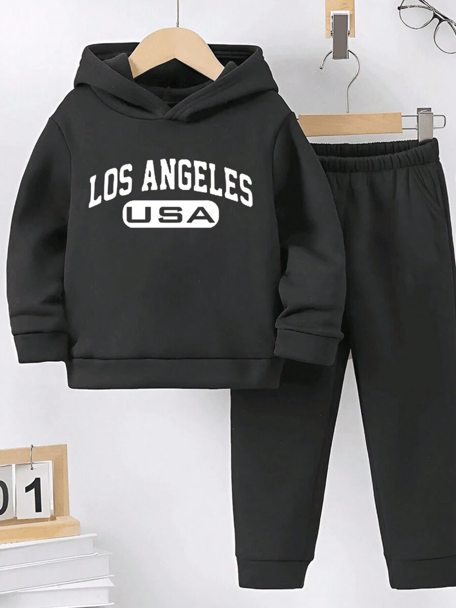 Bộ quần dài và áo hoodie cho bé trai tuổi mới lớn - màu đen - Xem 1