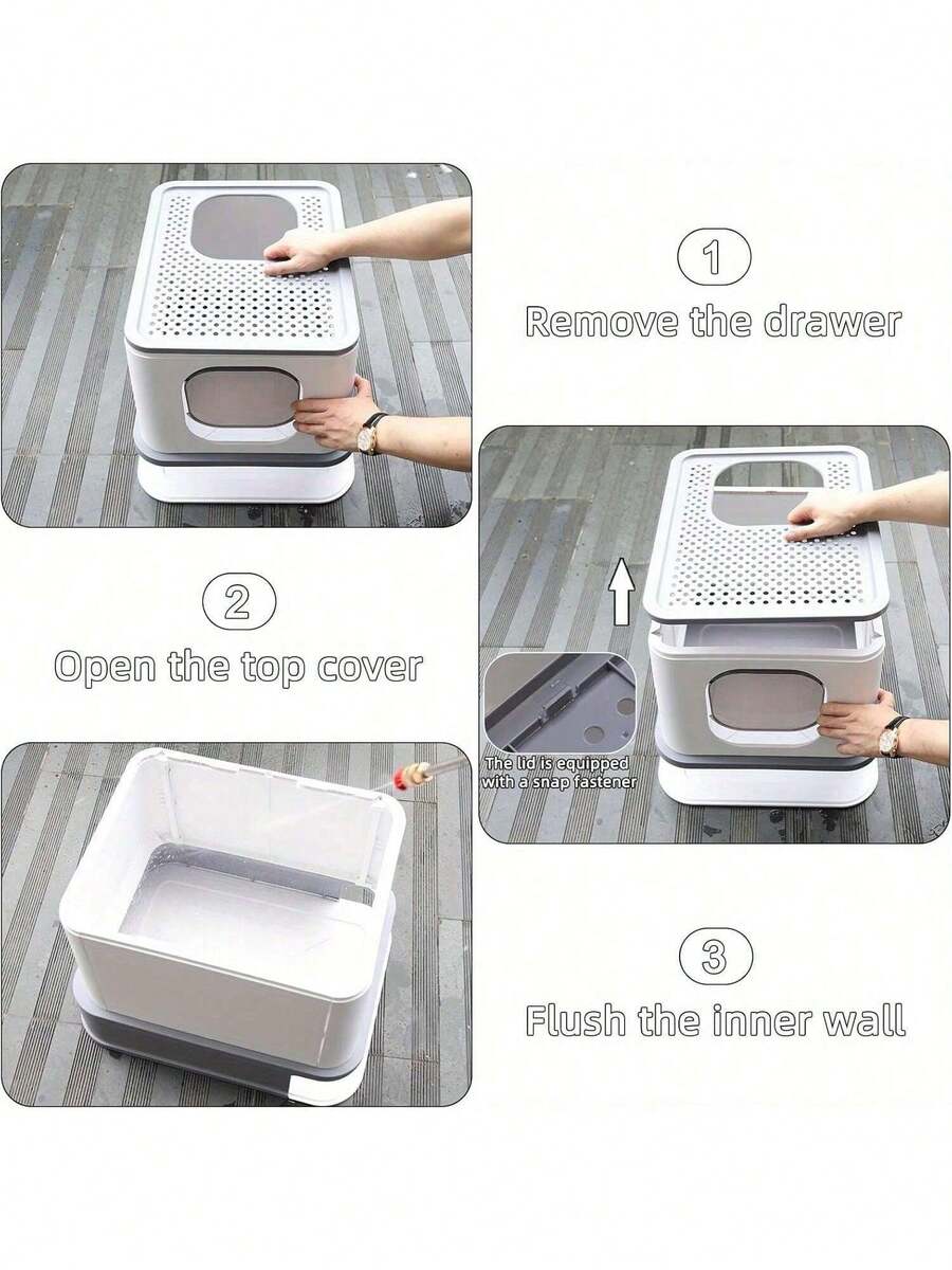 Sold Wordwide Cat Litter Box, Large Top Entry AntiSplashing Litter Box