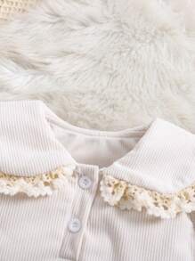 1 Stück Baby Mädchen Cord Rüschen Kragen Lässig Kleid, für Herbst Outfits - Beige - Übersicht 3