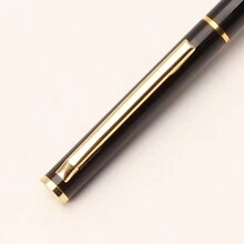 1pc Fine Metal Ballpoint Pen, Black Ink, 1.0 Mm Medium Tip And Smooth Writing, And Small Metal Pen Is Suitable For Male And Female Police Uniform Office Business. Back To School - Black - View 11