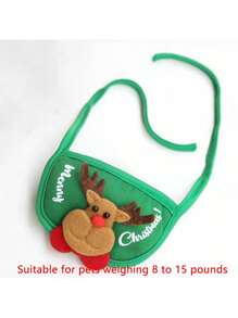 2pcs/Set Christmas Pet Hat & Bib Set, Cat Clothes & Dog Bibs For Winter, Fits 8-15 Lbs Pets