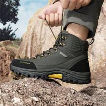 男士高帮系带黑色靴子，耐穿舒适，适合户外徒步、狩猎、散步，耐磨，也适合日常工作和休闲活动。 - 綠色 - 查看 8