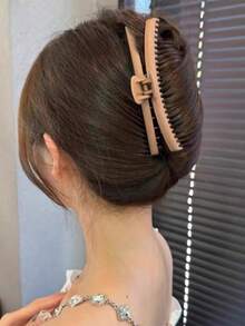 3pcs Women's Matte Brown Series Fashion Extra Long Side Hair Clips, Suitable For Daily Wear - Multicolor - View 2