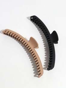 3pcs Women's Matte Brown Series Fashion Extra Long Side Hair Clips, Suitable For Daily Wear - Multicolor - View 7