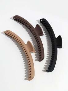 3pcs Women's Matte Brown Series Fashion Extra Long Side Hair Clips, Suitable For Daily Wear - Multicolor - View 6