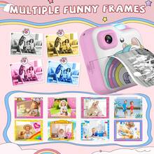 适合 3-12 岁儿童的即时相机，儿童男孩女孩生日圣诞礼物 2.4 英寸屏幕，1080P 高清摄像机儿童即时打印数码相机 - 彩色 - 查看 6