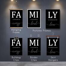 Set de 3 pósteres de lona con citas familiares minimalistas en blanco y negro sin marco, decoración estética de la habitación, pintura artística impermeable de lona para regalo, sala de estar, dormitorio, comedor, decoración del hogar y la residencia estudiantil