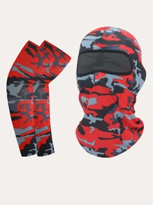 Awegeo Camouflage Balaclava Face Mask+Arm Sleeves Set, Summer Cooling Neck Gaiter, UV Protector Motorcycle Ski Scarf For Men/Women Summer UV Protection Full Head Mask Neck Cover For Driving Cycling - Multicolor - View 5