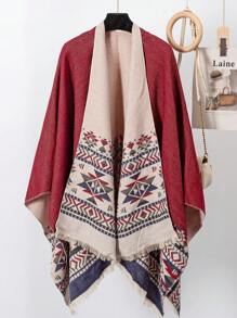 1pc Women Geometric Tassel Scarf With Slit, Versatile Wrap Shawl For Photo Shoot, Spring And Summer - Multicolor - View 8