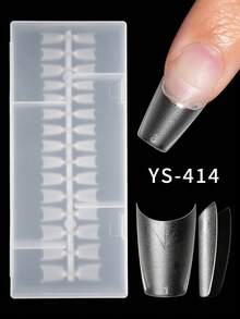 Nail Kingdom 240 片/盒 新款带刻度辅助线棺材假指甲超薄全覆盖和半覆盖长芭蕾舞者椭圆形假指甲 DIY 美甲沙龙指甲 - 無色 - 查看 11