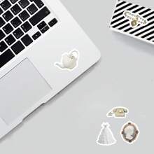50 de bucăți autocolante estetice albe în stil INS Autocolante estetice de vinil pentru albume, jurnal, laptop, bară de protecție, skateboard, sticlă de apă, computer, telefon, desene animate, pălărie, autocolante și decalcomanii